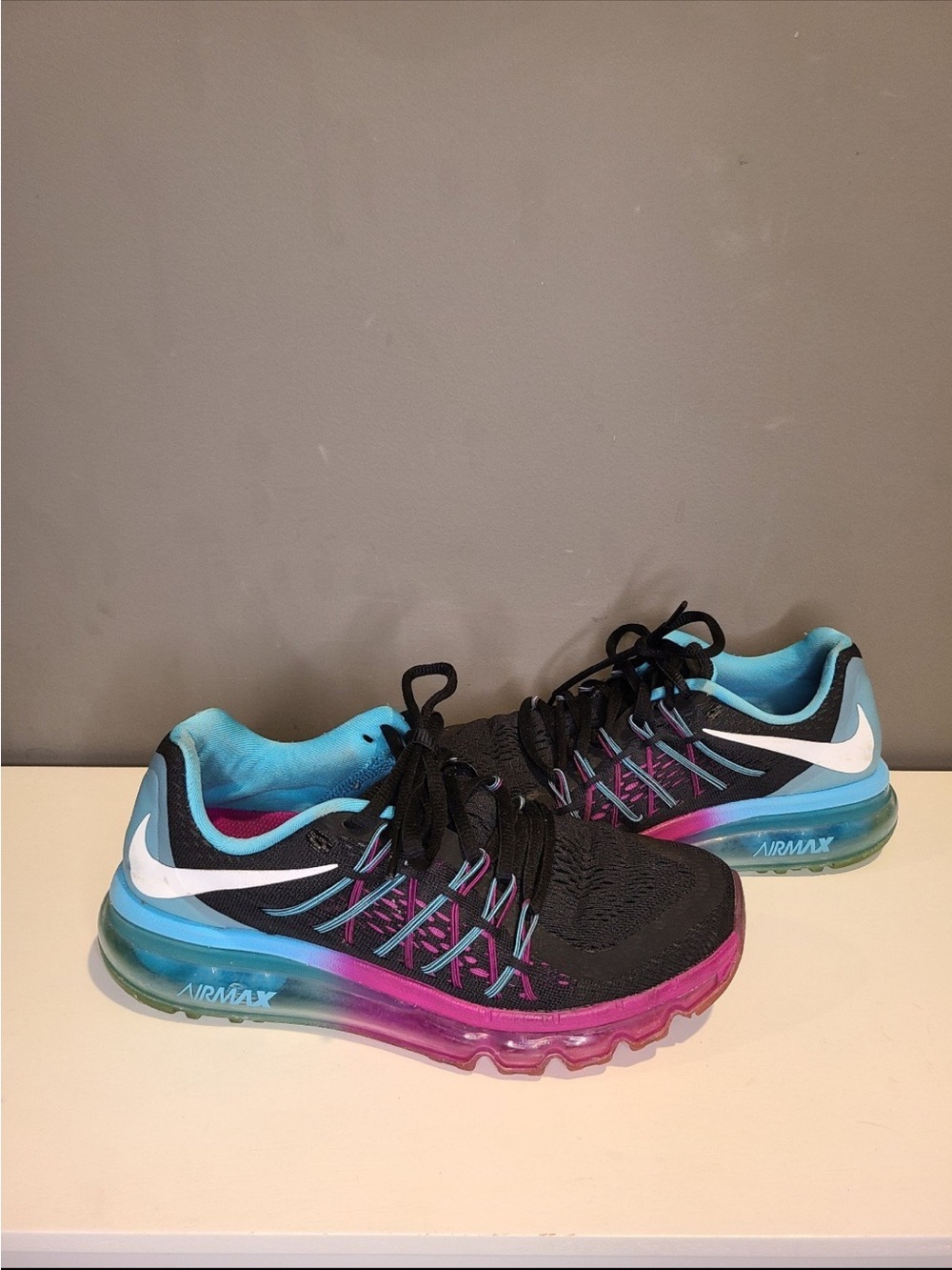 Nike Women’s Air Max Black with Blue and Pink Gradient Sole
